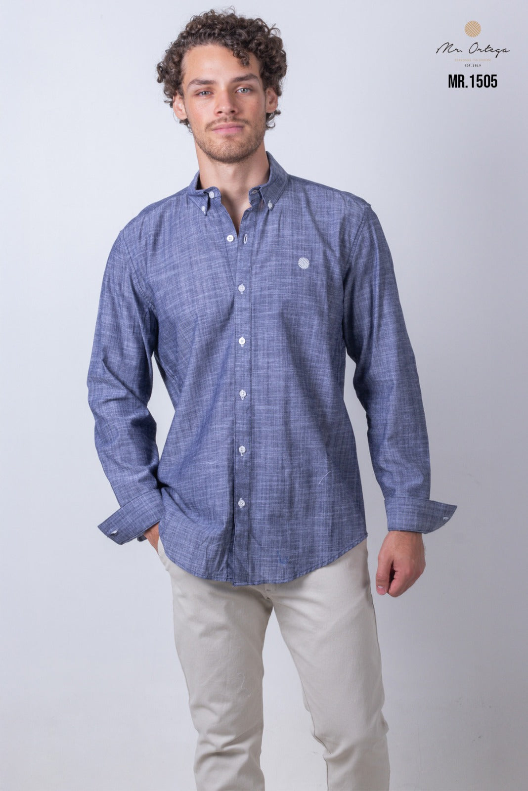 Camisa Mr Ortega lisa azul