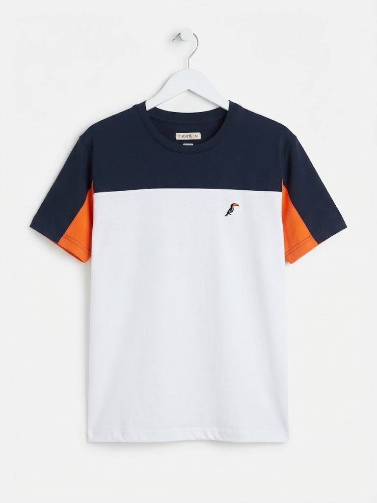 T-Shirt Tucane Colorblock Marino