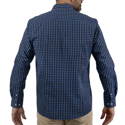 Camisa Dioro manga larga cuadros azul