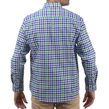 Camisa Dioro manga larga cuadros azul