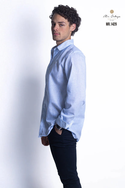 Camisa Mr Ortega manga larga azul