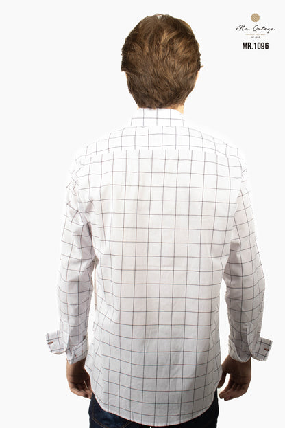 Camisa Mr Ortega cuadros blanco