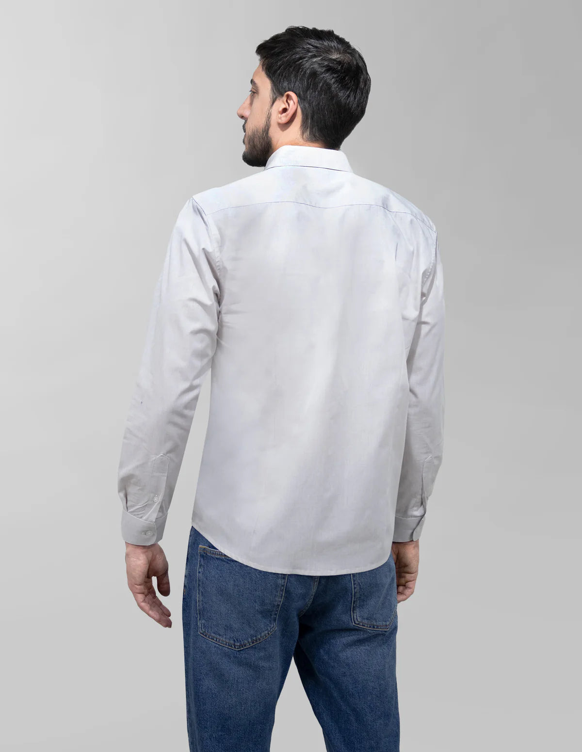 Camisa Dioro manga larga lisa gris