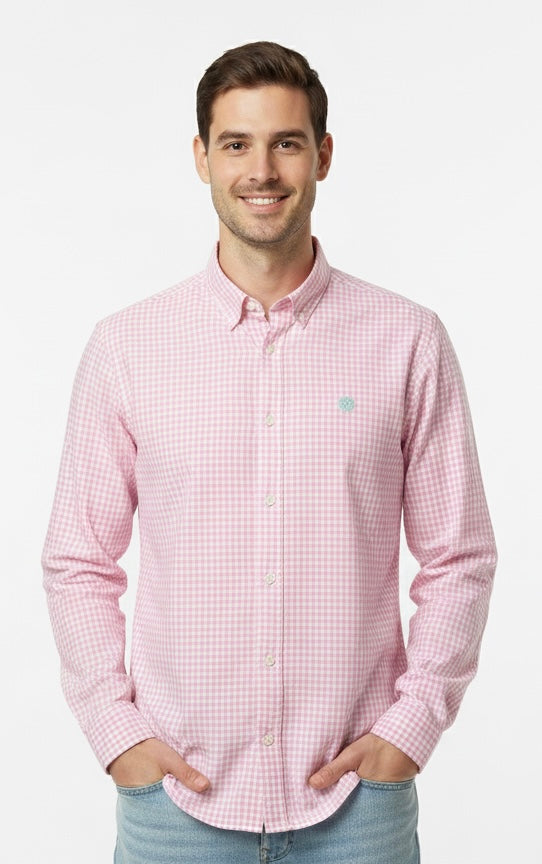 Camisa Mr Ortega cuadrada rosa