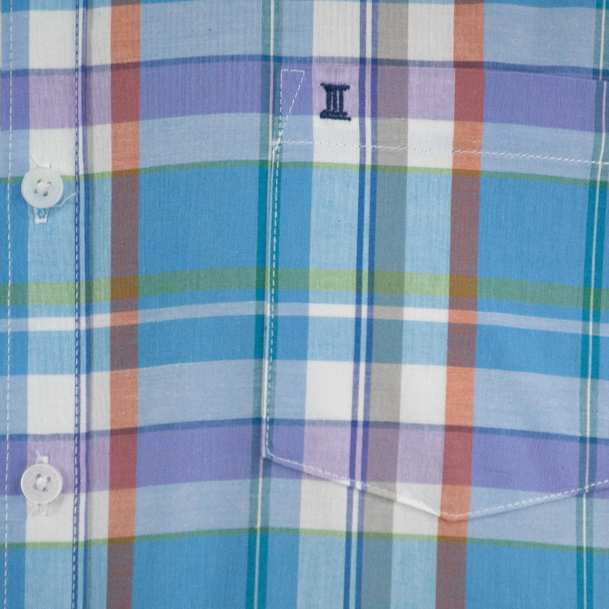 Camisa Dioro manga corta cuadros azul