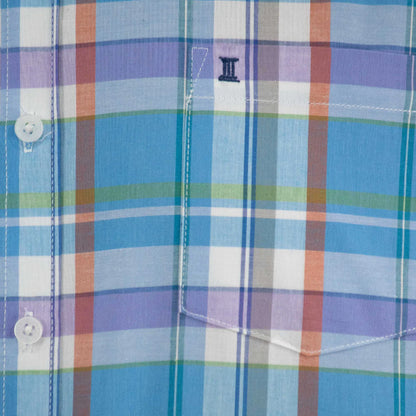 Camisa Dioro manga corta cuadros azul