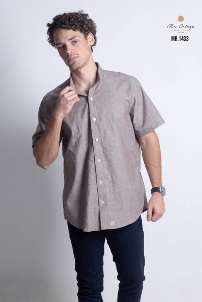 Camisa Mr Ortega manga corta marrón
