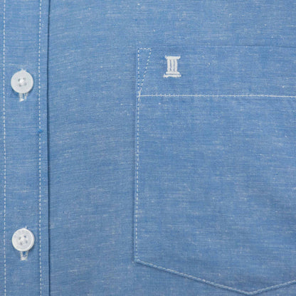 Camisa Dioro manga corta lisa azul