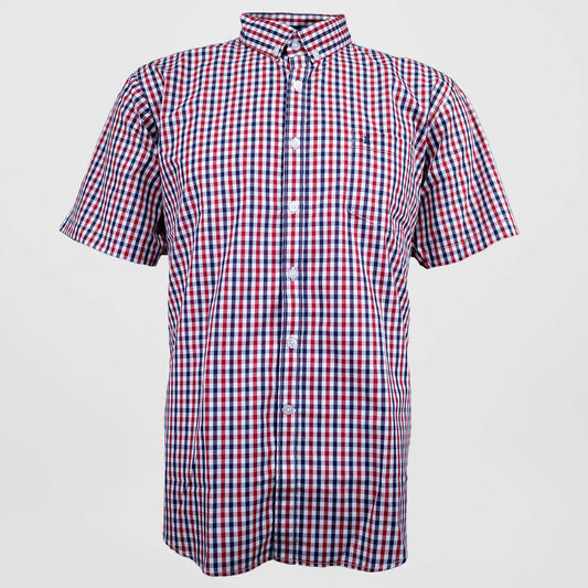 Camisa Dioro manga corta cuadros rojo