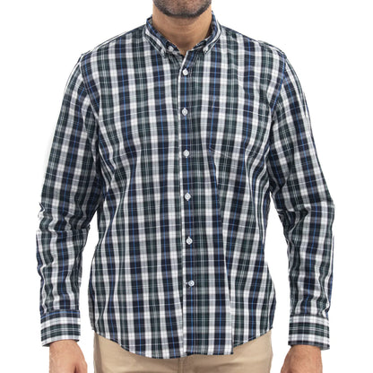 Camisa Dioro manga larga cuadros verde