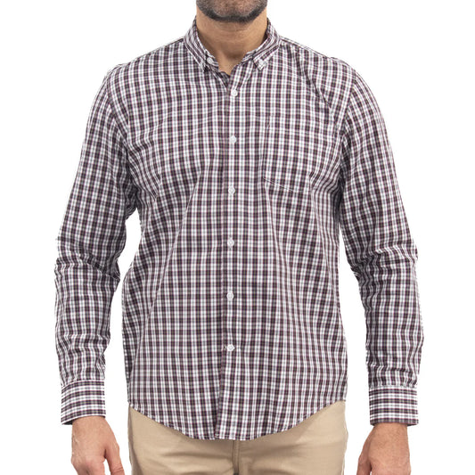 Camisa Dioro manga larga cuadros rojo