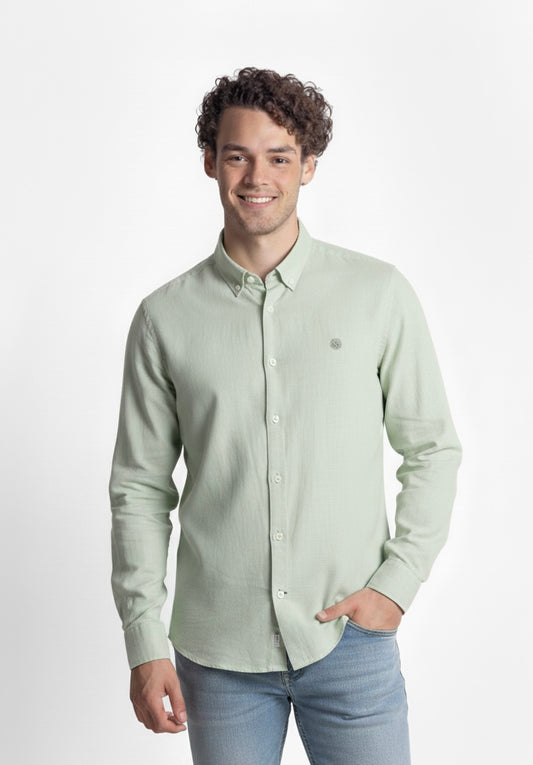 Camisa Mr Ortega manga larga lisa pistache