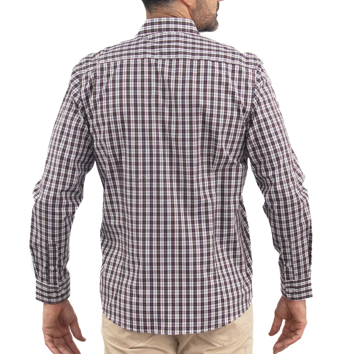Camisa Dioro manga larga cuadros rojo