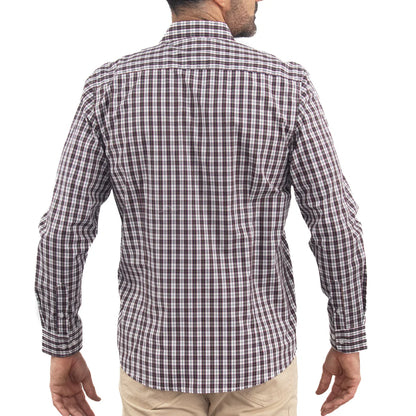 Camisa Dioro manga larga cuadros rojo