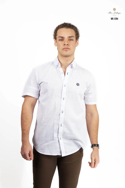 Camisa Mr Ortega cuadros blanco
