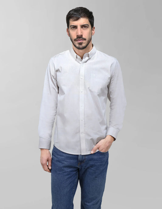 Camisa Dioro manga larga lisa gris