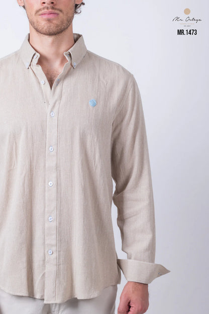 Camisa Mr Ortega lisa beige