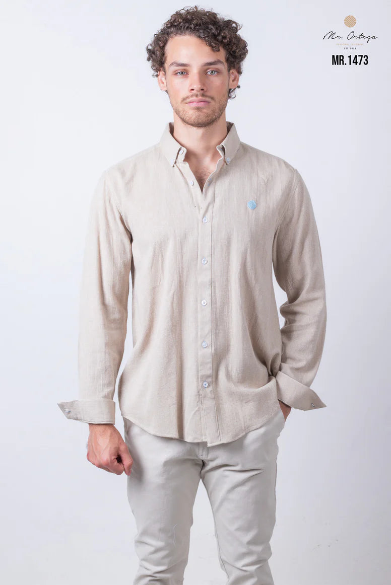 Camisa Mr Ortega lisa beige