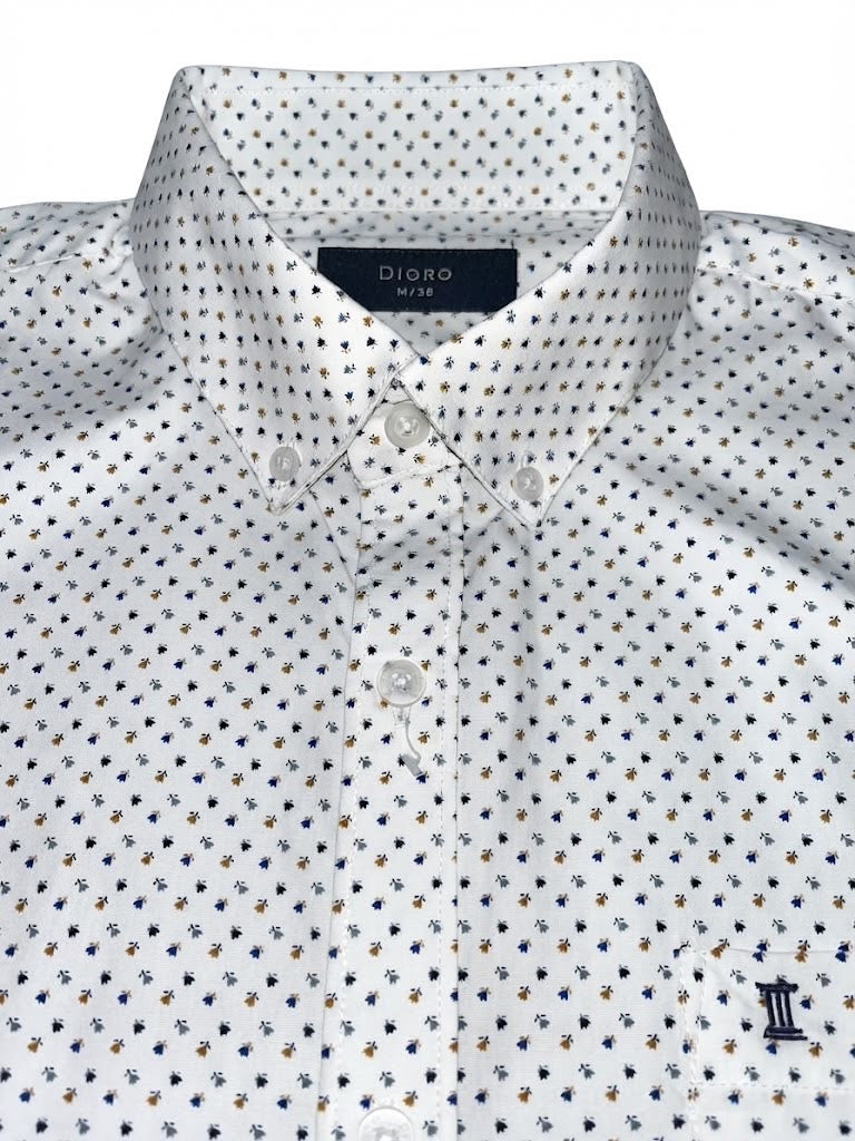 Camisa Dioro manga corta detalle blanco