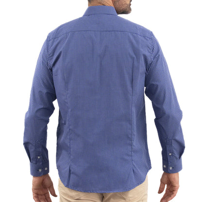 Camisa Dioro manga larga cuadros azul