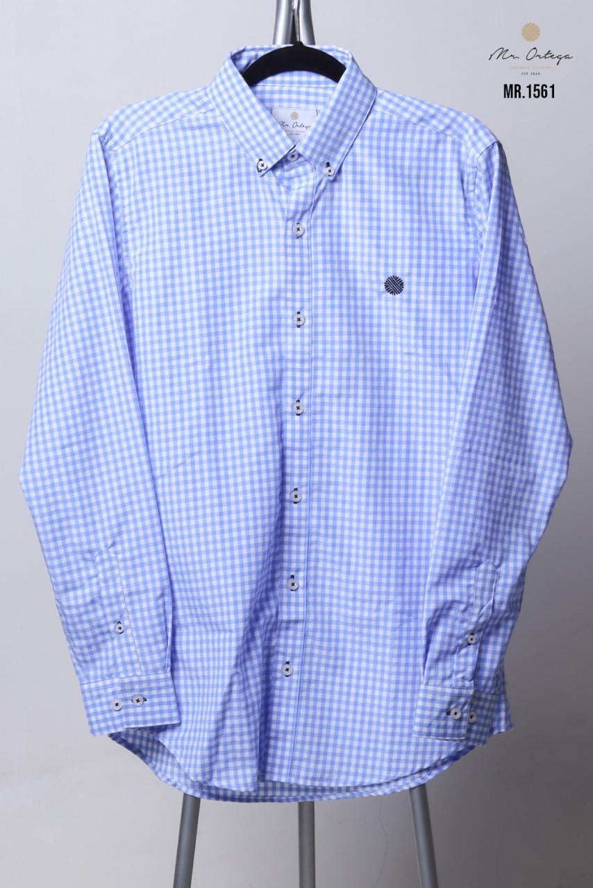 Camisa Mr Ortega cuadrada azul