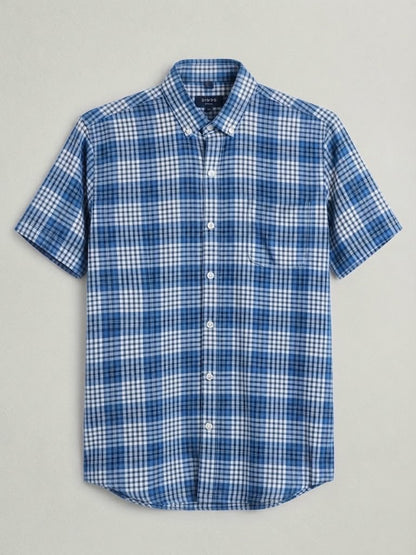 Camisa Dioro manga corta cuadros multicolor