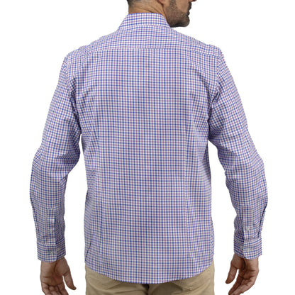 Camisa Dioro manga larga cuadros morado