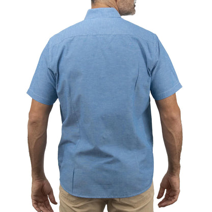 Camisa Dioro manga corta lisa azul