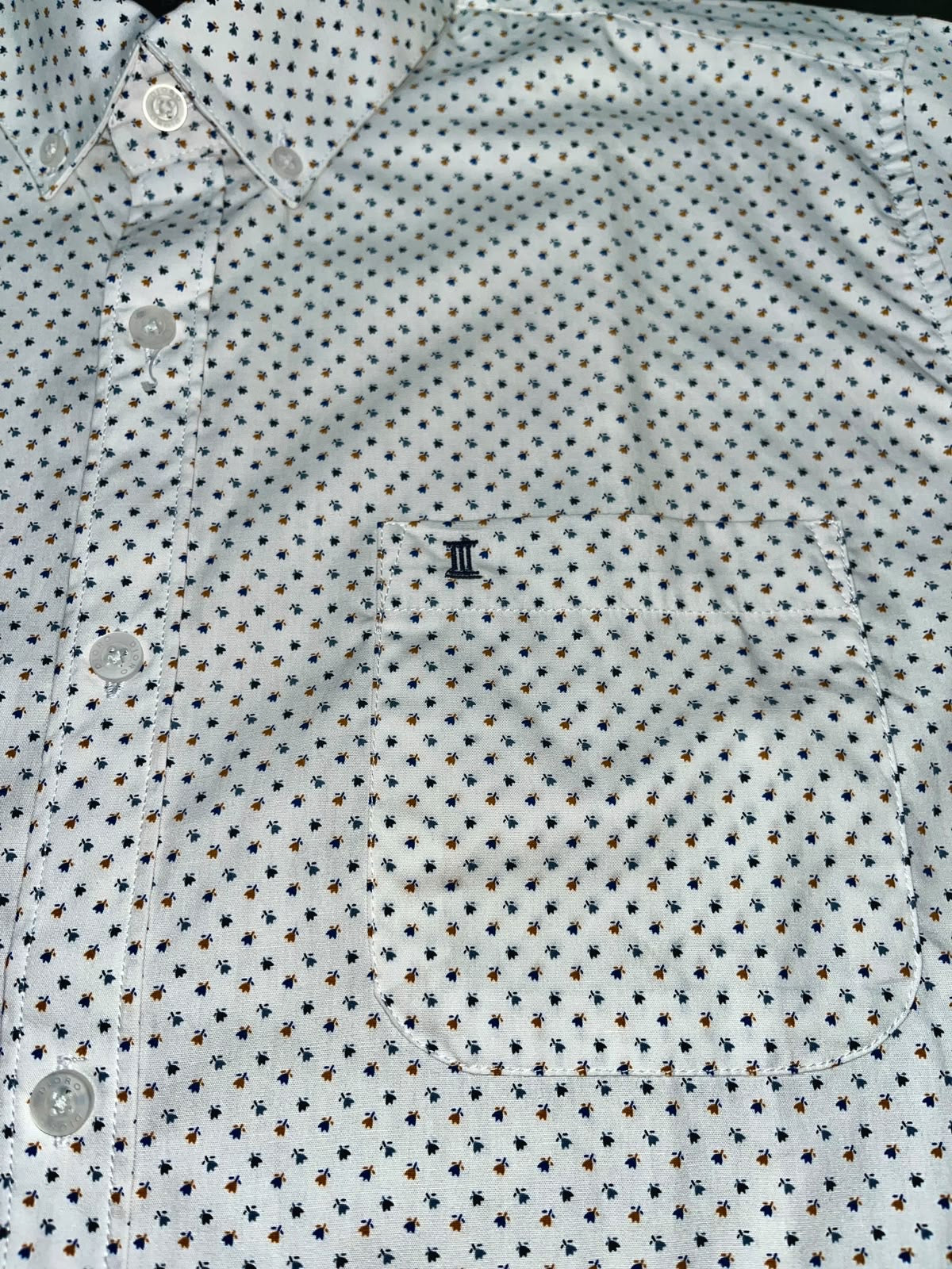 Camisa Dioro manga corta detalle blanco