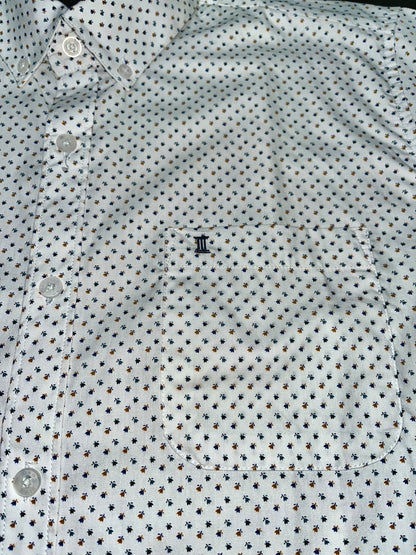 Camisa Dioro manga corta detalle blanco