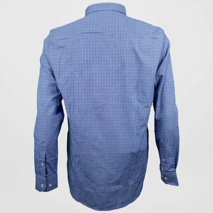 Camisa Dioro manga larga cuadros azul