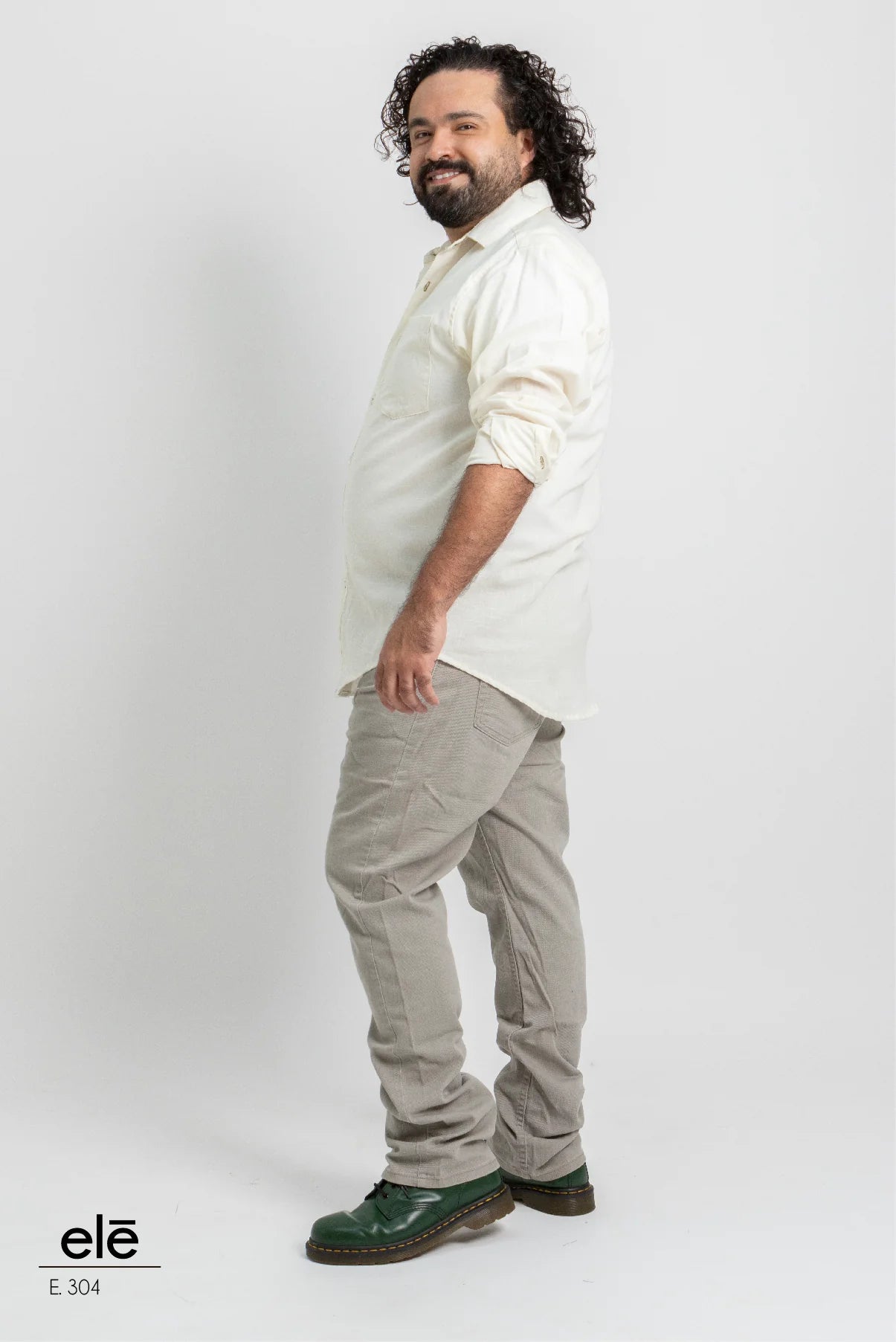 Camisa Ele lisa beige