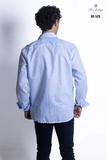 Camisa Mr Ortega manga larga azul