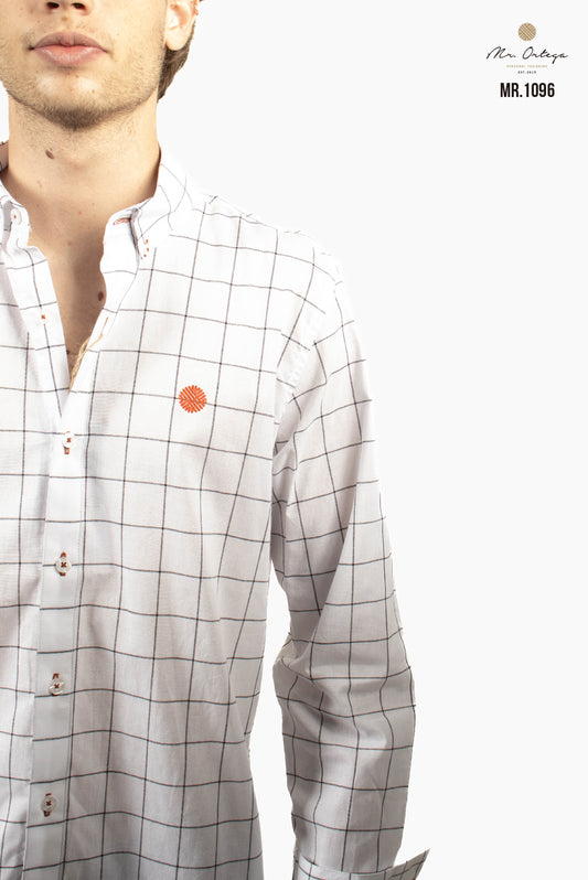 Camisa Mr Ortega cuadros blanco