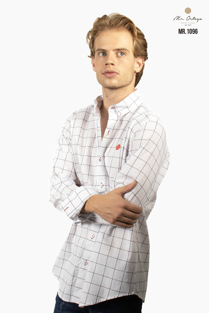 Camisa Mr Ortega cuadros blanco
