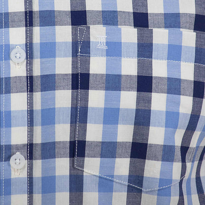 Camisa Dioro manga corta cuadros azul
