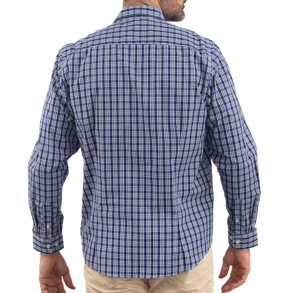 Camisa Dioro manga larga cuadros azul