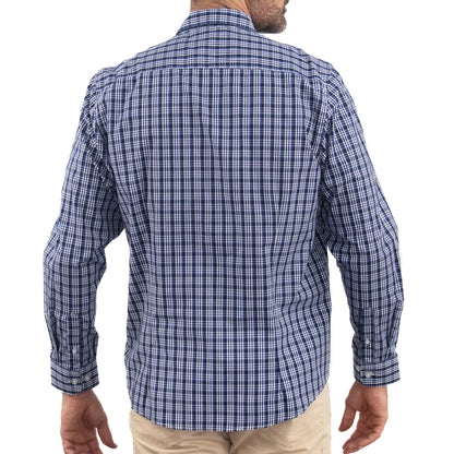 Camisa Dioro manga larga cuadros azul