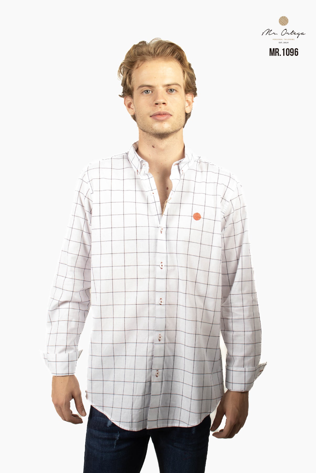 Camisa Mr Ortega cuadros blanco
