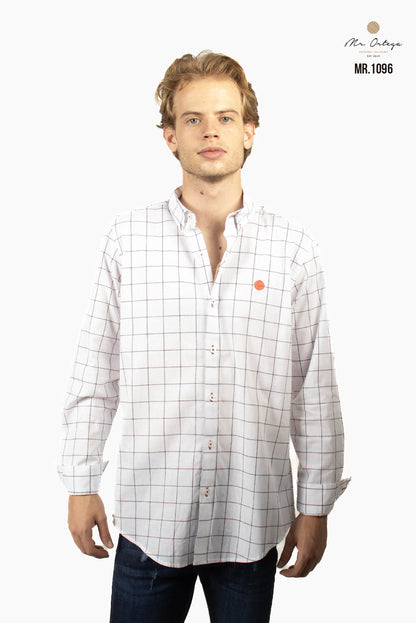 Camisa Mr Ortega cuadros blanco