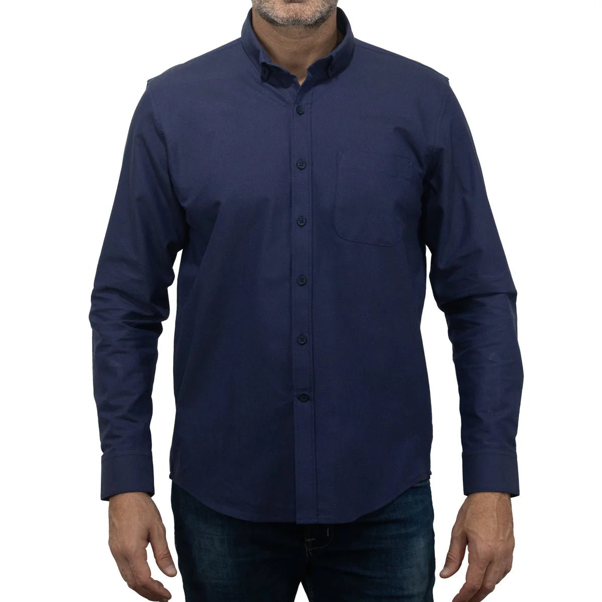 Camisa Dioro manga larga lisa azul