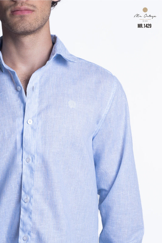 Camisa Mr Ortega manga larga azul
